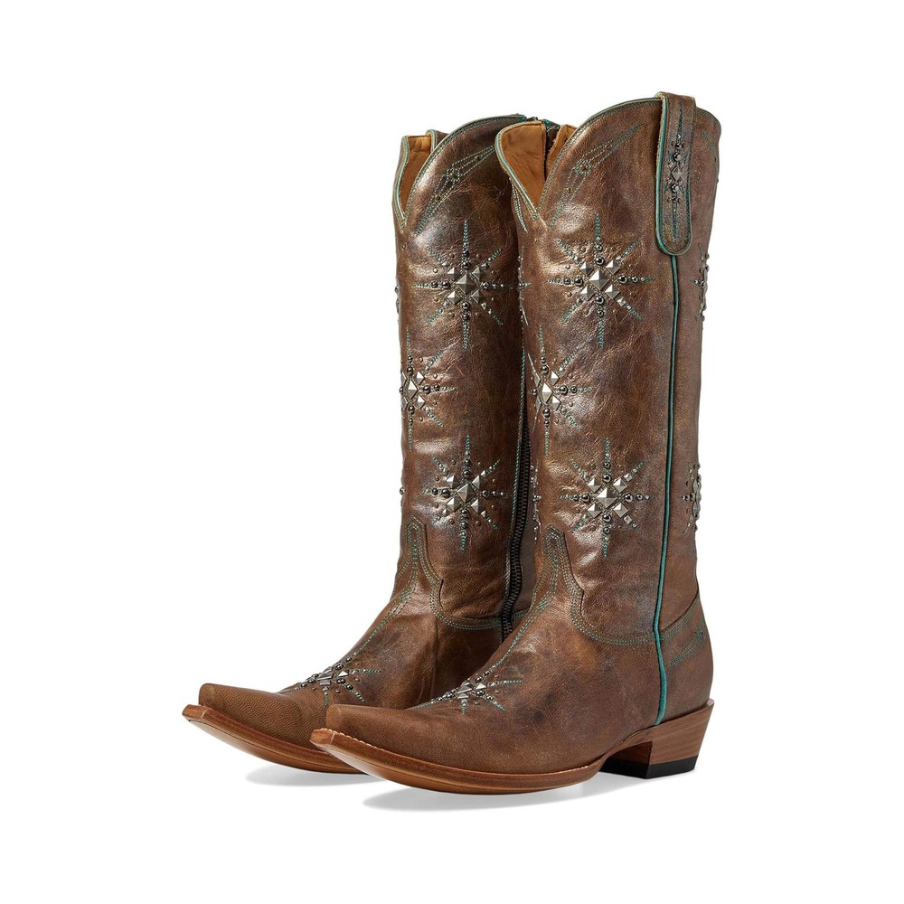 Old Gringo Stelletta Boots Tall Studded Western Brown Turquoise Sz 6 Women's